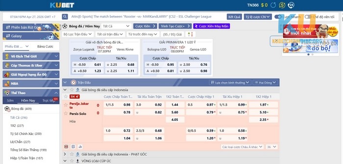 Saba Sports - Sảnh Cược Thể Thao Đáng Trải Nghiệm 2026 Đa dạng kèo cược tại sảnh thể thao Saba
