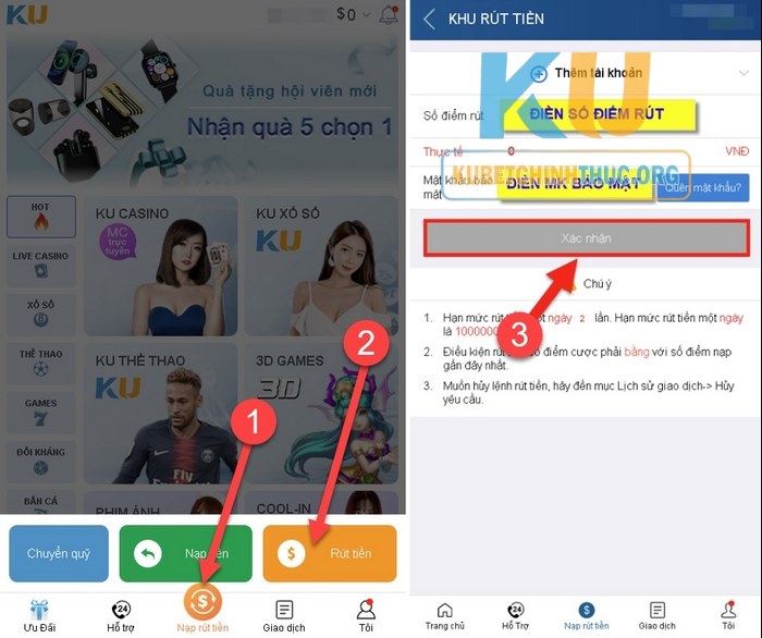 Rút Tiền Kubet - Hoàn Tất Giao Dịch Với 4 Thao Tác Nhanh Gọn Thao tác 4 bước giao dịch rút tiền tại nhà cái Kubet